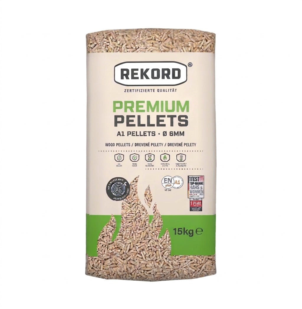 Rekord Holzpellets ENplus A1 – Palette mit 66 Säcken, 990 kg