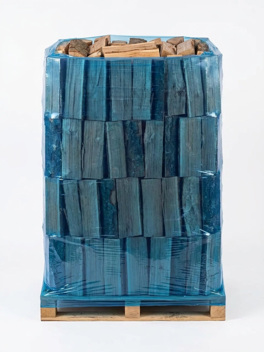 Buchen Brennholz Premium 33 cm – rindenfrei, auf Palette im Netz, ca. 1,6 srm / 1 rm, 500 kg